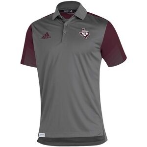 TEXAS A&M Adidas Men's Polo Shirt in Gray and Maroon